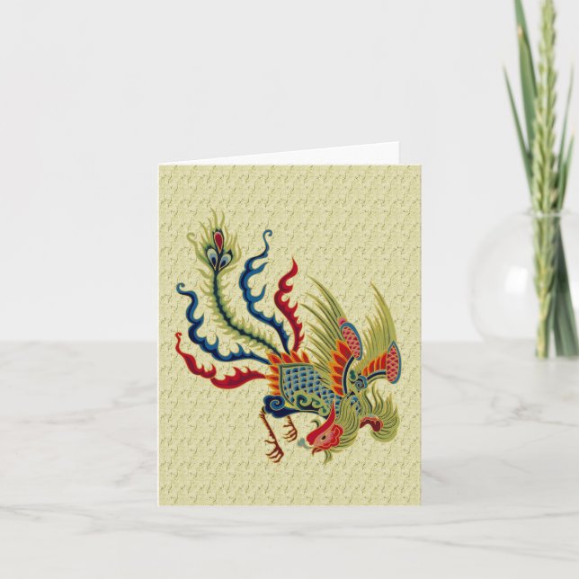 Chinese Rooster Design Blank Note Card (Front)