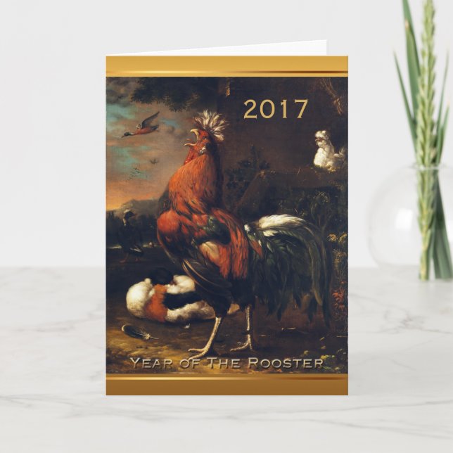 Chinese Rooster Year 2017 European Art card (Front)