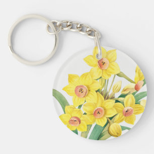 Chinese Sacred Lily, Pierre-Joseph Redouté,  Key Ring