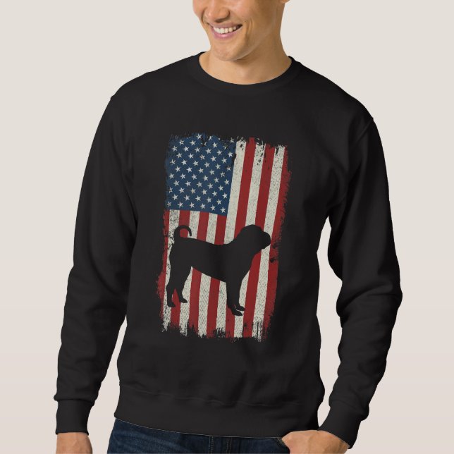 Chinese Shar Pei American Flag Usa Dog  Puppy Us Sweatshirt (Front)