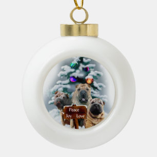 Chinese Shar-Pei Christmas Ceramic Ball Christmas Ornament