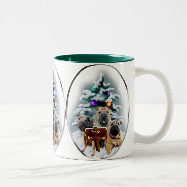 Chinese Shar-Pei Christmas Gifts Two-Tone Coffee Mug (Right)