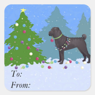 Chinese Shar-Pei Decorating Christmas Tree -forest Square Sticker