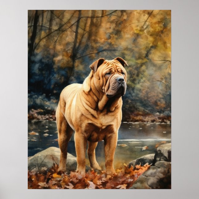 Chinese Shar-Pei Dog Art Print Poster (Front)