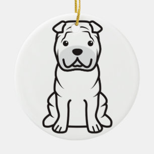 Chinese Shar-Pei Dog Cartoon Ceramic Tree Decoration