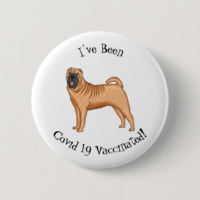 Chinese Shar-Pei dog cartoon illustration 6 Cm Round Badge (Front)