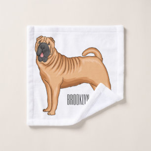 Chinese Shar-Pei dog cartoon illustration Bath Towel Set