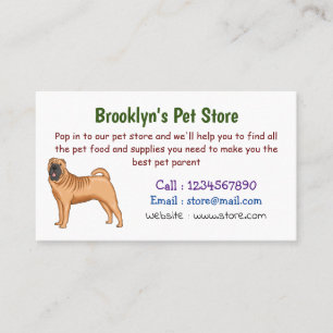 Chinese Shar-Pei dog cartoon illustration Business Card