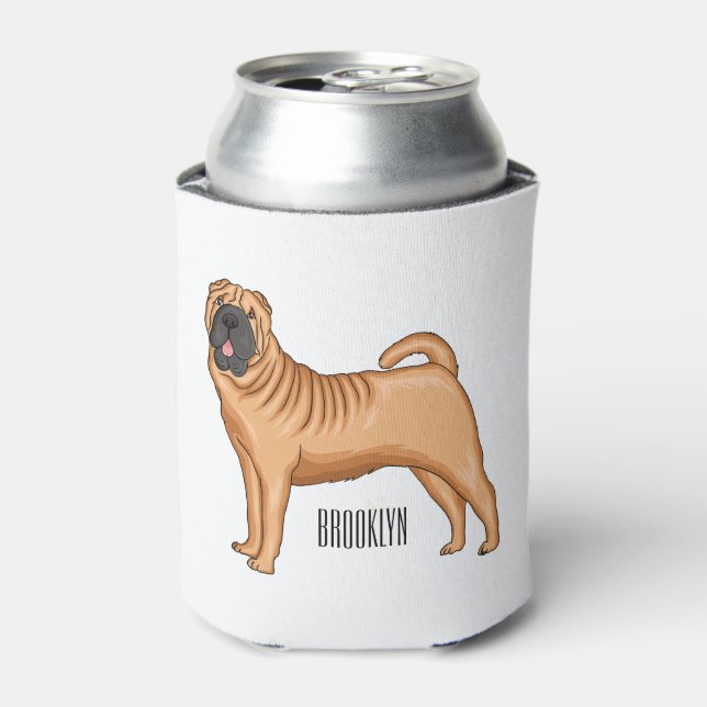 Chinese Shar-Pei dog cartoon illustration Can Cooler (Can Front)