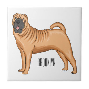 Chinese Shar-Pei dog cartoon illustration Ceramic Tile