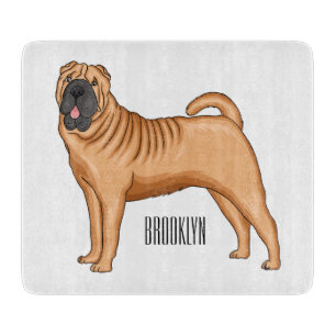 Chinese Shar-Pei dog cartoon illustration Cutting Board