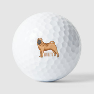 Chinese Shar-Pei dog cartoon illustration Golf Balls