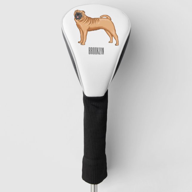 Chinese Shar-Pei dog cartoon illustration Golf Head Cover (Front)
