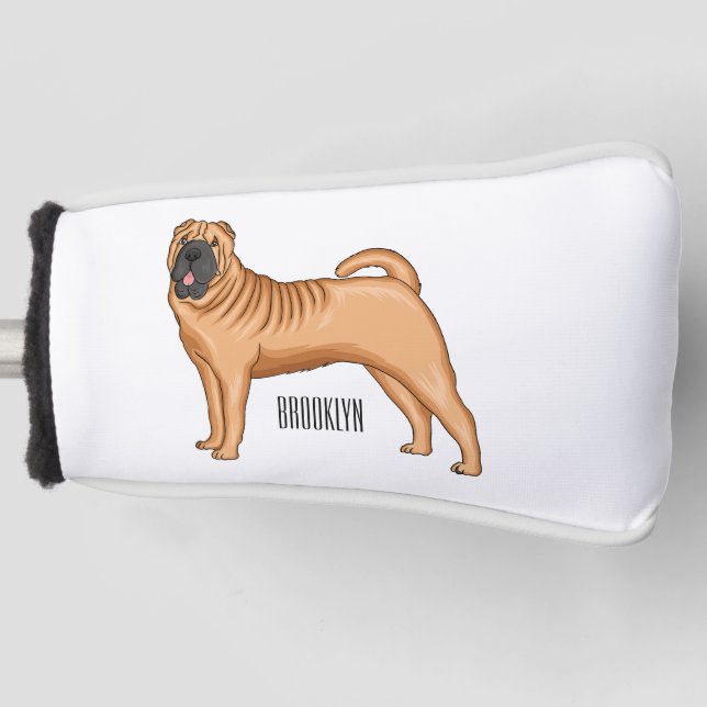 Chinese Shar-Pei dog cartoon illustration  Golf Head Cover (Front)