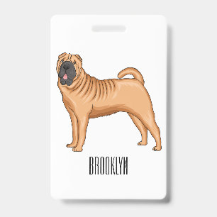 Chinese Shar-Pei dog cartoon illustration ID Badge