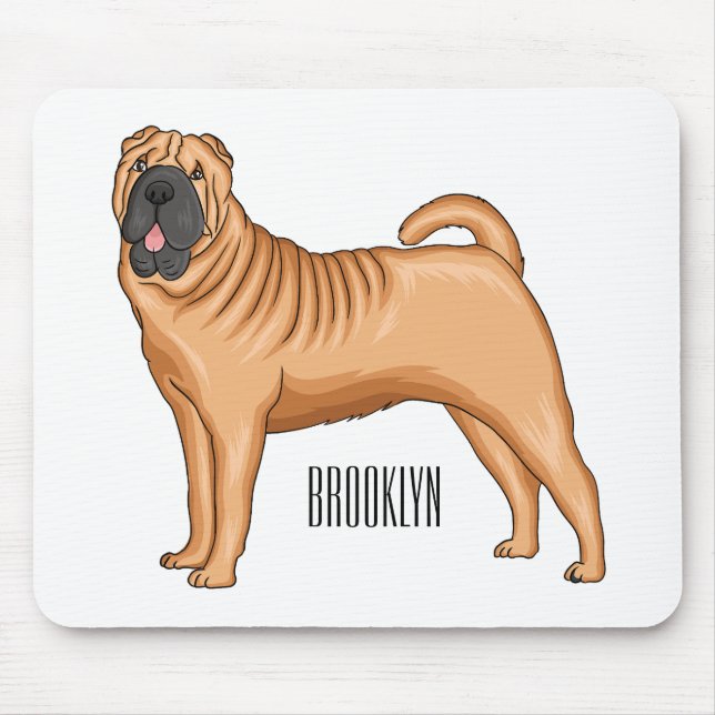 Chinese Shar-Pei dog cartoon illustration Mouse Pad (Front)