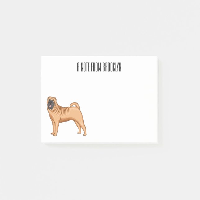 Chinese Shar-Pei dog cartoon illustration Post-it Notes (Front)