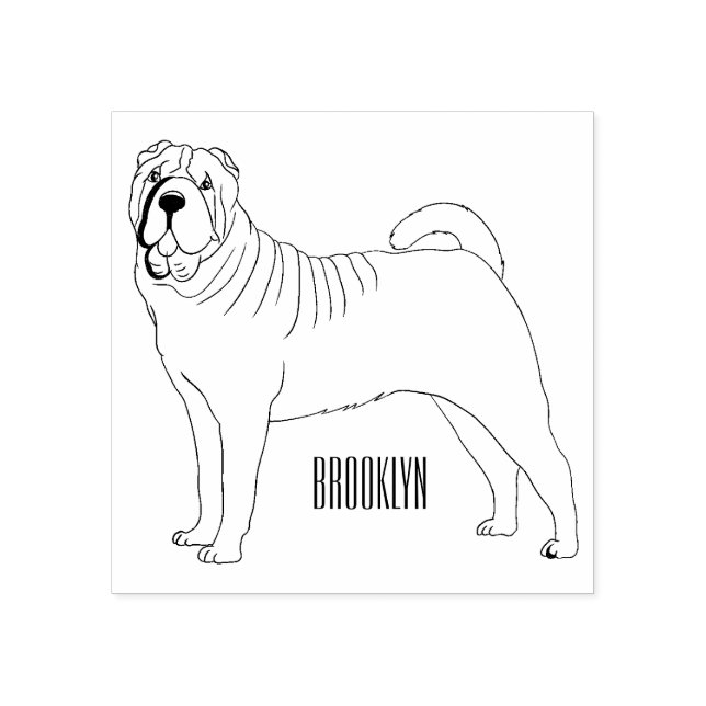 Chinese Shar-Pei dog cartoon illustration Rubber Stamp (Imprint)