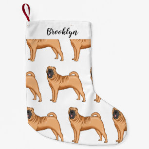 Chinese Shar-Pei dog cartoon illustration Small Christmas Stocking