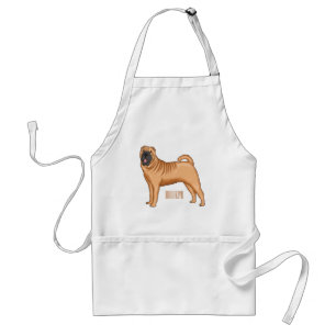 Chinese Shar-Pei dog cartoon illustration Standard Apron
