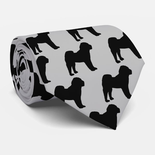 Chinese Shar-Pei Dog Silhouette Tie (Rolled)