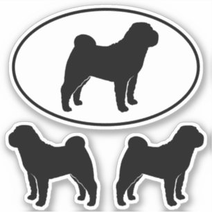 Chinese Shar-Pei Dog Silhouettes Vinyl Sticker Set