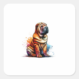 Chinese Shar Pei Dog Square Sticker