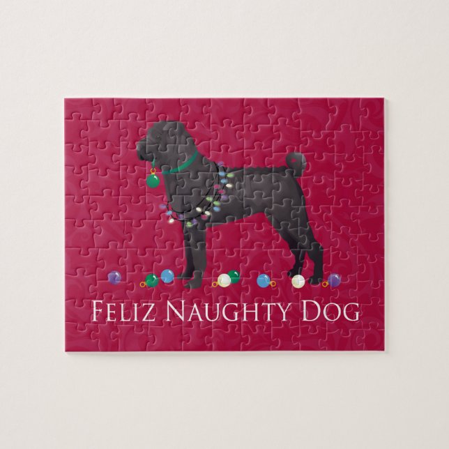 Chinese Shar Pei Feliz Naughty Dog Christmas Desgn Jigsaw Puzzle (Horizontal)