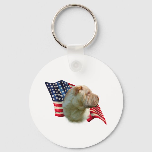 Chinese Shar-Pei Flag Key Ring (Front)