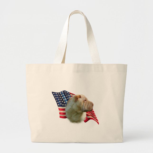 Chinese Shar-Pei Flag Large Tote Bag (Front)
