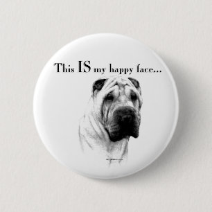 Chinese Shar Pei Happy Face 6 Cm Round Badge