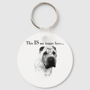 Chinese Shar Pei Happy Face Key Ring
