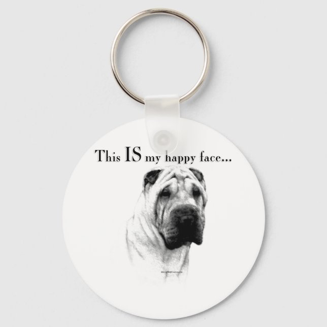 Chinese Shar Pei Happy Face Key Ring (Front)
