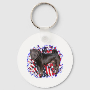Chinese Shar-Pei Patriot Key Ring