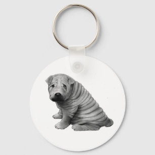 CHINESE SHAR-PEI: PENCIL REALISM: DOG KEY RING