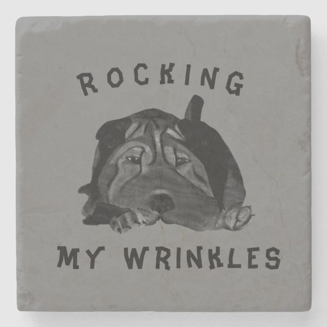Chinese Shar Pei "Rocking My Wrinkles" Coaster (Front)