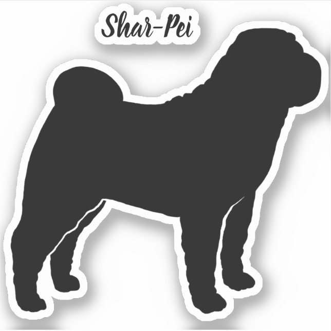 Chinese Shar-Pei Silhouette Dog Vinyl Sticker (Front)