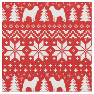 Chinese Shar Pei Silhouettes Christmas Pattern Fabric