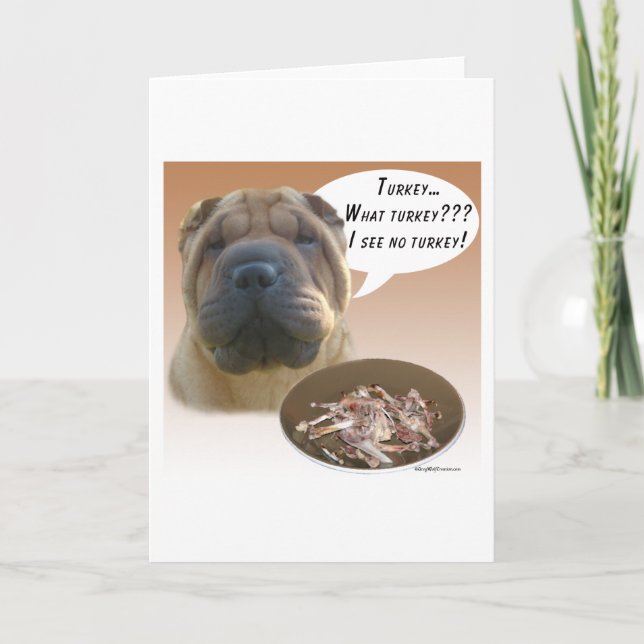 Chinese Shar Pei Turkey Card (Front)