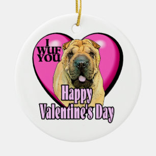 Chinese Shar-Pei Valentines Day Ceramic Tree Decoration