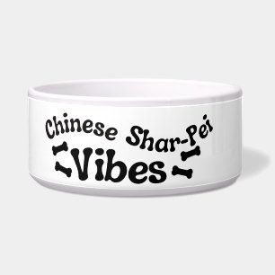 Chinese Shar-Pei Vibes Ceramic Dog Bowl