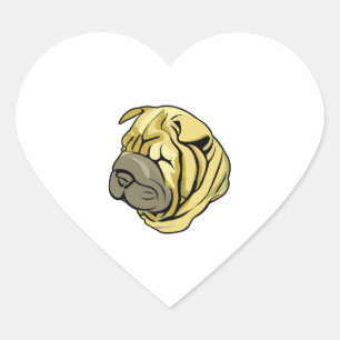 Chinese Sharpei Dog Brown Shar Pei  Heart Sticker