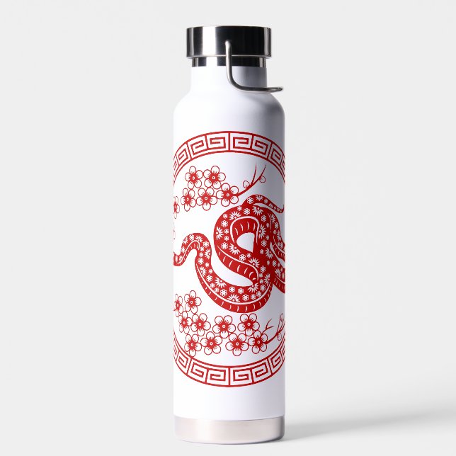 Chinese Snake red paper-cut style WB1 Water Bottle (Left)