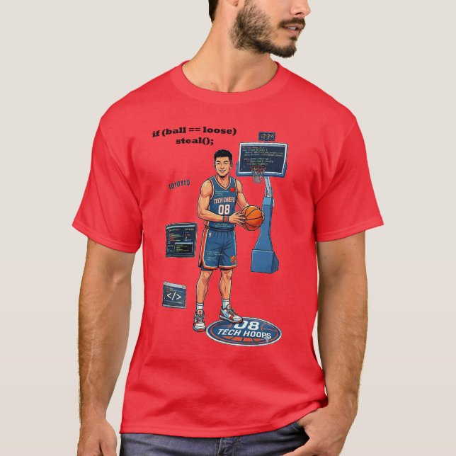 Chinese Software Engineer Playing Basketball URM T-Shirt (Front)