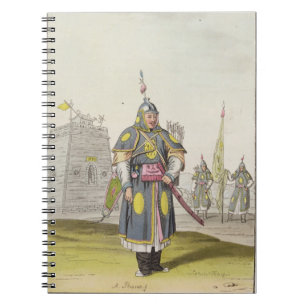 Chinese soldier in full battle dress, illustration notebook