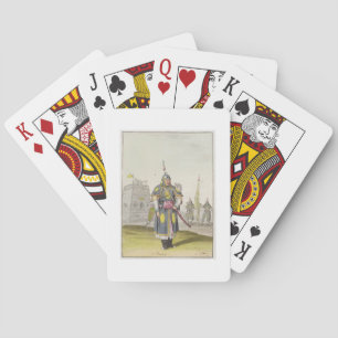 Chinese soldier in full battle dress, illustration playing cards