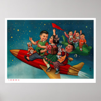 Chinese space retro poster propaganda