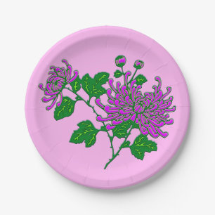 Chinese spider chrysanthemu - lavender and orchid paper plate