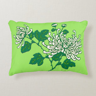 Chinese spider chrysanthemums - creamy white decorative cushion