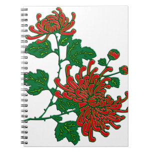 Chinese spider chrysanthemums  - deep red notebook